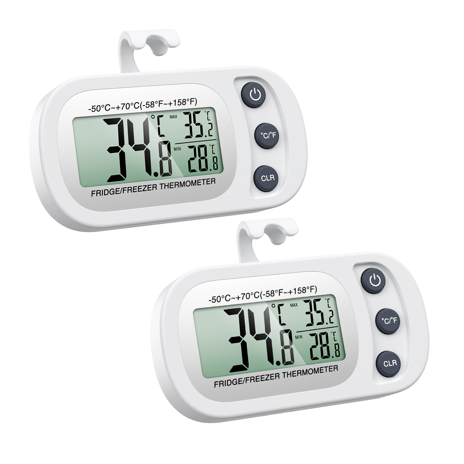 Commercial Kitchen Fridge - ORIA Refrigerator Thermometer 2PCS Waterproof Mini