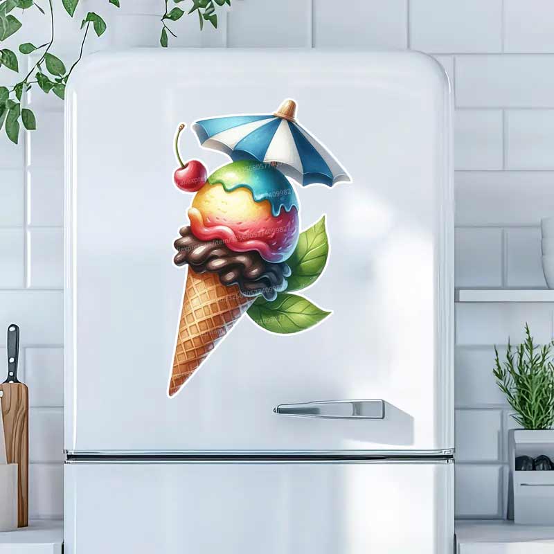 Summer Ice Cream Wall Stickers - Commercial Kitchen Fridge ulasan dan harga