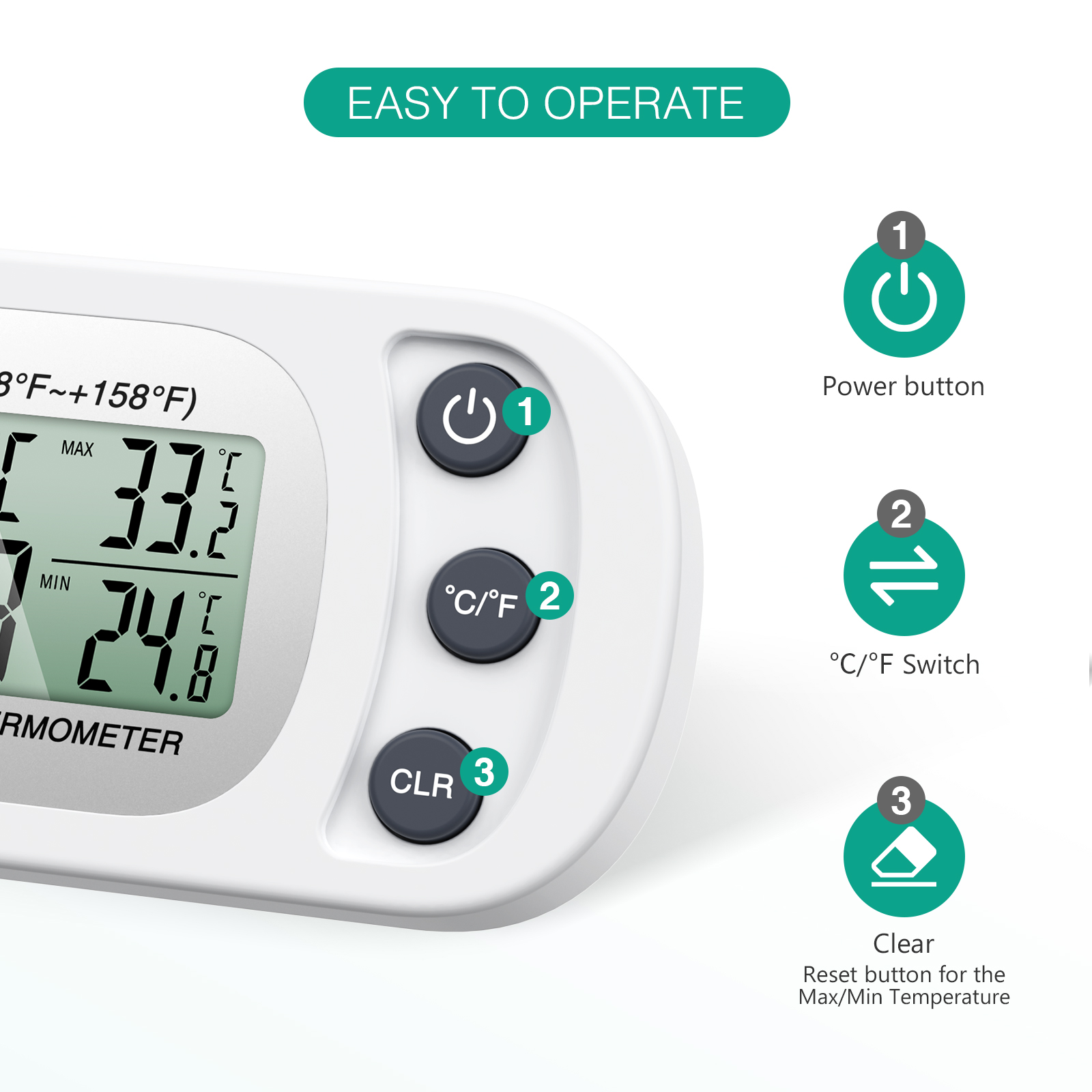 ORIA Refrigerator Thermometer  - Commercial Kitchen Fridge ulasan dan harga
