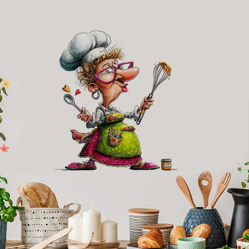 Funny Cooking Ladies Decal Sti - Commercial Kitchen Fridge ulasan dan harga