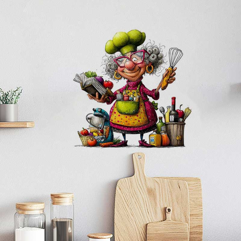 Funny Cooking Ladies Decal Sti - Commercial Kitchen Fridge ulasan dan harga