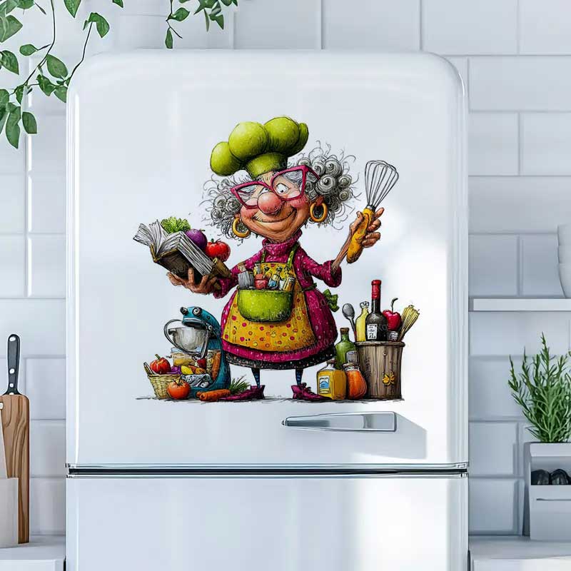 Funny Cooking Ladies Decal Sti - Commercial Kitchen Fridge ulasan dan harga